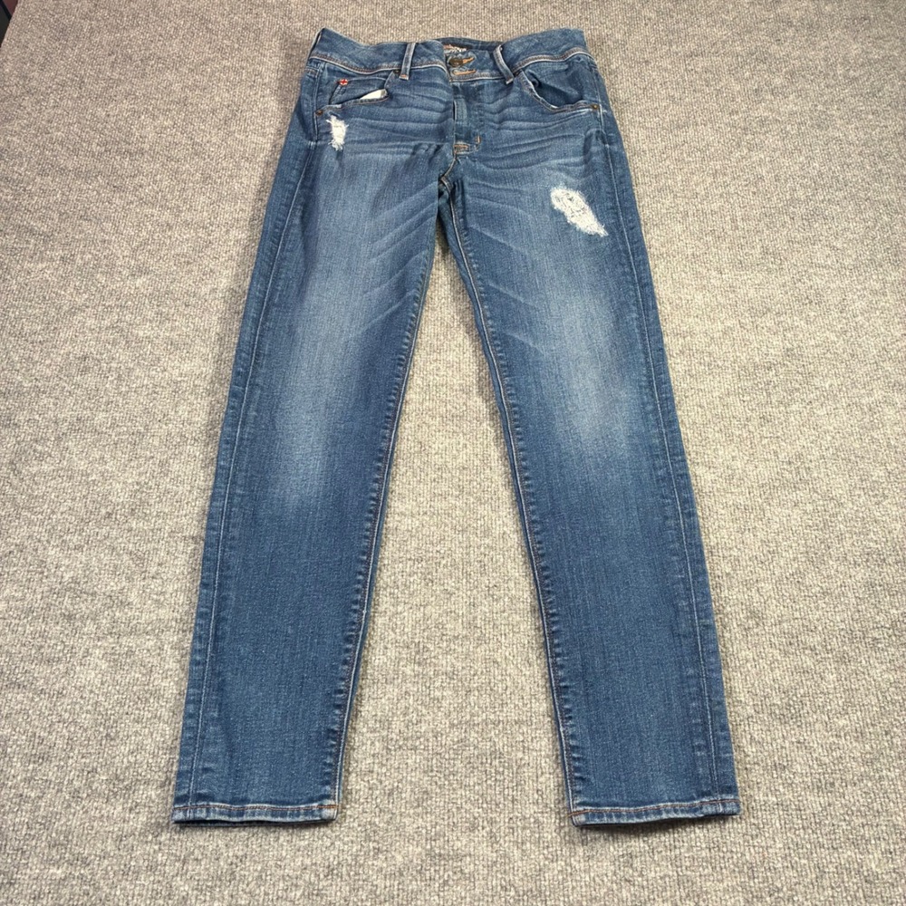 Hudson Skinny Jeans Womens 28 Blue Distressed Low Rise Flap Pocket Stretch Denim